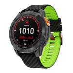 For Garmin Fenix 7X 26mm Kalebol Two Color Carbon Fiber Print Silicone Watch Band(Black Lime)