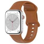 For Apple Watch 42mm / 41mm / 40mm / 38mm Kalebol 8-shaped Buckle Butterfly Embossed Silicone Watch Band(Coffee)