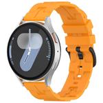 20mm Kalebol Solid Color Black Buckle Round Tail Silicone Watch Band(Yellow)