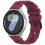 20mm Kalebol Solid Color Black Buckle Round Tail Silicone Watch Band(Wine Red)