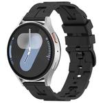 22mm Kalebol Solid Color Black Buckle Round Tail Silicone Watch Band(Black)