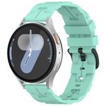22mm Kalebol Solid Color Black Buckle Round Tail Silicone Watch Band(Teal)