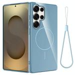 For Samsung Galaxy S25 Ultra 5G Glossy TPU Shockproof MagSafe Phone Case with Lanyard(Blue)