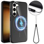 For Samsung Galaxy S23+ 5G Glossy TPU Shockproof MagSafe Phone Case with Lanyard(Black)