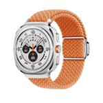 For Samsung Galaxy Watch Ultra 47mm Kalebol Braided Loop Magnetic Silver Buckle Watch Band(Orange)