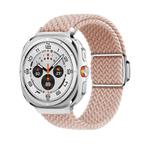 For Samsung Galaxy Watch Ultra 47mm Kalebol Braided Loop Magnetic Silver Buckle Watch Band(Pink Sand)