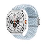 For Samsung Galaxy Watch Ultra 47mm Kalebol Braided Loop Magnetic Silver Buckle Watch Band(Fog Blue)