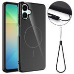 For Samsung Galaxy A06 4G / 5G Glossy TPU Shockproof MagSafe Phone Case with Lanyard(Black)