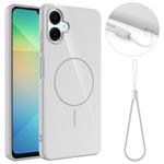 For Samsung Galaxy A06 4G / 5G Glossy TPU Shockproof MagSafe Phone Case with Lanyard(White)