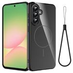 For Samsung Galaxy A25 5G Glossy TPU Shockproof MagSafe Phone Case with Lanyard(Black)