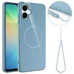 For Samsung Galaxy A07 4G Glossy TPU Shockproof MagSafe Phone Case with Lanyard(Blue)