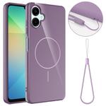 For Samsung Galaxy A07 4G Glossy TPU Shockproof MagSafe Phone Case with Lanyard(Purple)
