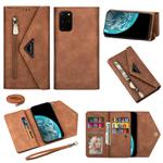 For Samsung Galaxy S20+ Skin Feel Zipper Horizontal Flip Leather Case with Holder & Card Slots & Photo Frame & Lanyard & Long Rope(Brown)