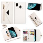 For Samsung Galaxy A20 / A30 / M10s Skin Feel Zipper Horizontal Flip Leather Case with Holder & Card Slots & Photo Frame & Lanyard & Long Rope(White)