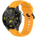20mm Kalebol Black Buckle Tire Pattern Silicone Watch Band(Yellow)