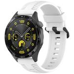 22mm Kalebol Black Buckle Tire Pattern Silicone Watch Band(White)