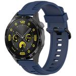22mm Kalebol Black Buckle Tire Pattern Silicone Watch Band(Navy Blue)