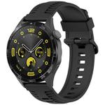 22mm Kalebol Black Buckle Tire Pattern Silicone Watch Band(Black)