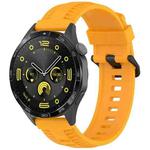 22mm Kalebol Black Buckle Tire Pattern Silicone Watch Band(Yellow)