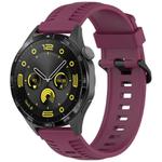 22mm Kalebol Black Buckle Tire Pattern Silicone Watch Band(Wine Red)