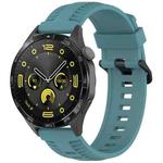 22mm Kalebol Black Buckle Tire Pattern Silicone Watch Band(Rock Blue)
