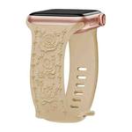 For Apple Watch 46mm / 49mm / 45mm / 44mm Kalebol 8-shaped Buckle Rose Embossed Silicone Watch Band(Milk Tea)