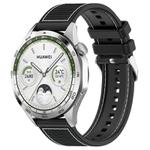 22mm Kalebol Ordinary Silver Buckle Hybrid Nylon Braid Silicone Watch Band(Black)