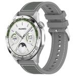 22mm Kalebol Ordinary Silver Buckle Hybrid Nylon Braid Silicone Watch Band(Grey)