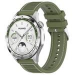 22mm Kalebol Ordinary Silver Buckle Hybrid Nylon Braid Silicone Watch Band(Green)