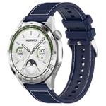 22mm Kalebol Ordinary Silver Buckle Hybrid Nylon Braid Silicone Watch Band(Midnight Blue)
