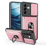 For Samsung Galaxy S25+ 5G Sliding Camshield TPU+PC Phone Case with Card Slot(Rose Gold)