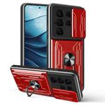For Samsung Galaxy S25 Ultra 5G Sliding Camshield TPU+PC Phone Case with Card Slot(Red)