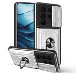 For Samsung Galaxy S25 Ultra 5G Sliding Camshield TPU+PC Phone Case with Card Slot(White)