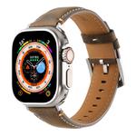 For Apple Watch 46mm / 49mm / 45mm / 44mm Kalebol Stitched Genuine Leather Watch Band(Frosted  Olive)