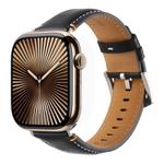 For Apple Watch 42mm / 41mm / 40mm / 38mm Kalebol Stitched Genuine Leather Watch Band(Pull Up Leather Black)