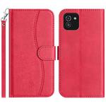 For Samsung Galaxy A03 Dual-Folded S-shape Leather Phone Case(Rose Red)