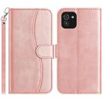 For Samsung Galaxy A03 Dual-Folded S-shape Leather Phone Case(Rose Gold)