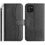 For Samsung Galaxy A03 Dual-Folded S-shape Leather Phone Case(Black)