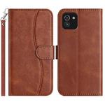 For Samsung Galaxy A03 Dual-Folded S-shape Leather Phone Case(Coffee)