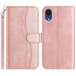 For Samsung Galaxy A03 Core Dual-Folded S-shape Leather Phone Case(Rose Gold)