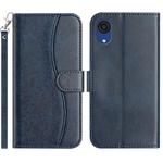 For Samsung Galaxy A03 Core Dual-Folded S-shape Leather Phone Case(Navy Blue)