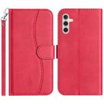 For Samsung Galaxy A05s Dual-Folded S-shape Leather Phone Case(Rose Red)