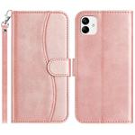 For Samsung Galaxy A05 Dual-Folded S-shape Leather Phone Case(Rose Gold)
