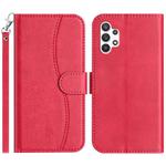 For Samsung Galaxy A13 4G Dual-Folded S-shape Leather Phone Case(Rose Red)