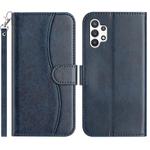 For Samsung Galaxy A13 4G Dual-Folded S-shape Leather Phone Case(Navy Blue)