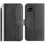 For Samsung Galaxy A22 4G Dual-Folded S-shape Leather Phone Case(Black)