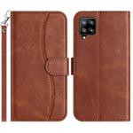 For Samsung Galaxy A22 4G Dual-Folded S-shape Leather Phone Case(Coffee)