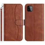 For Samsung Galaxy A22 5G Dual-Folded S-shape Leather Phone Case(Coffee)