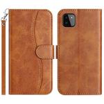 For Samsung Galaxy A22 5G Dual-Folded S-shape Leather Phone Case(Brown)