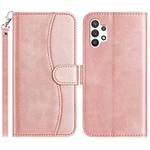 For Samsung Galaxy A32 5G Dual-Folded S-shape Leather Phone Case(Rose Gold)
